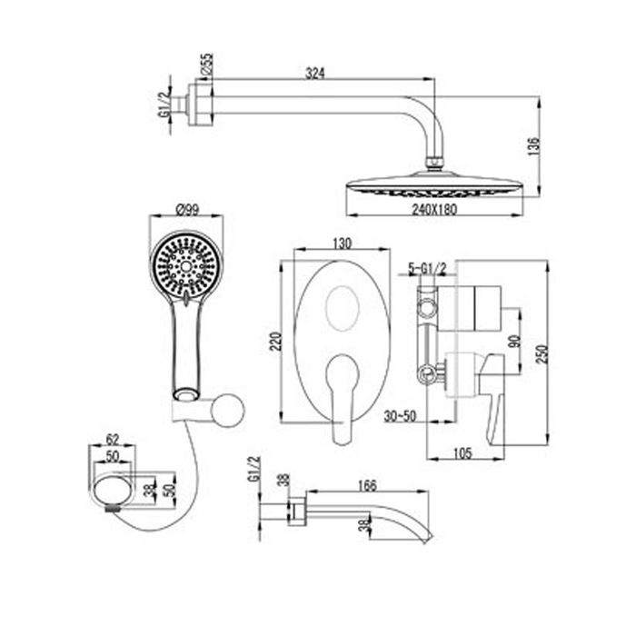 Универсальный смеситель встраиваемый Lemark Atlantiss LM3222C