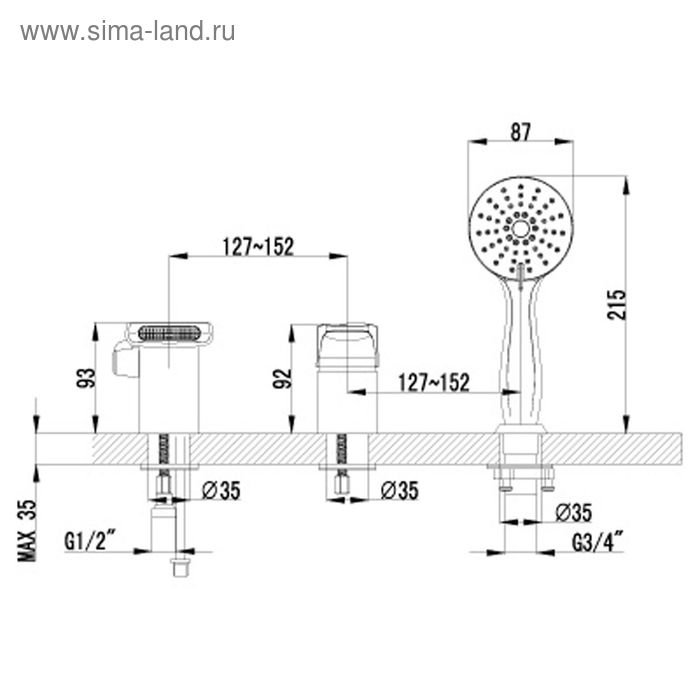 

Смеситель для ванны встраиваемый Lemark Shift LM4345C