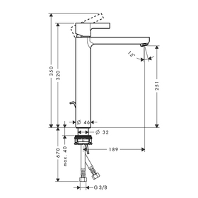 

Смеситель для раковины Hansgrohe Metris S 31022000, высокая модель, 250 мм