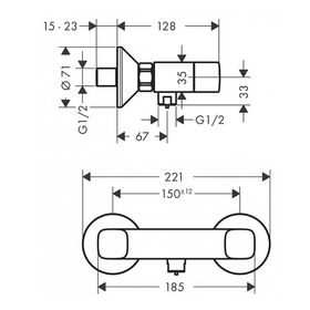 

Смеситель для душа Hansgrohe Logis 71263000, двухвентильный
