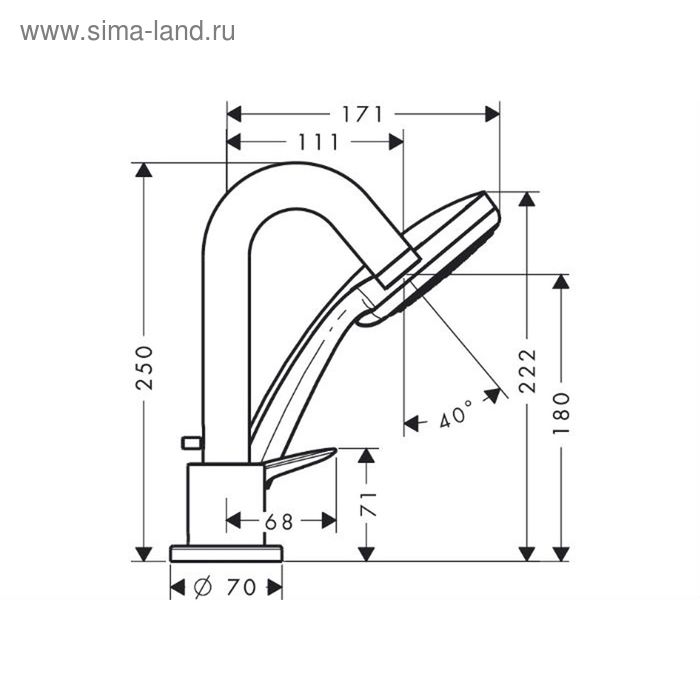 

Смеситель для ванны Hansgrohe Logis 71313000, на 3 отверстия, внешняя часть
