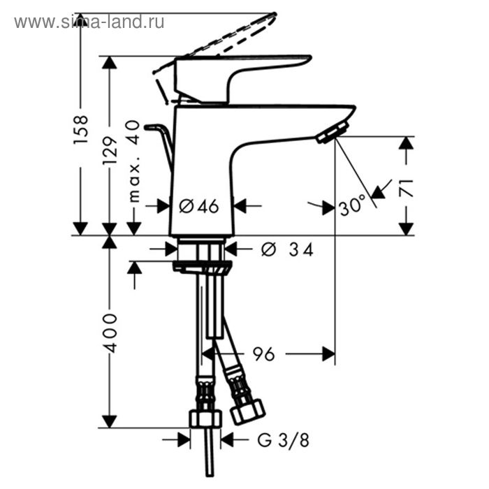 

Смеситель для раковины Hansgrohe Talis E 71702000, 80 мм, без донного клапана