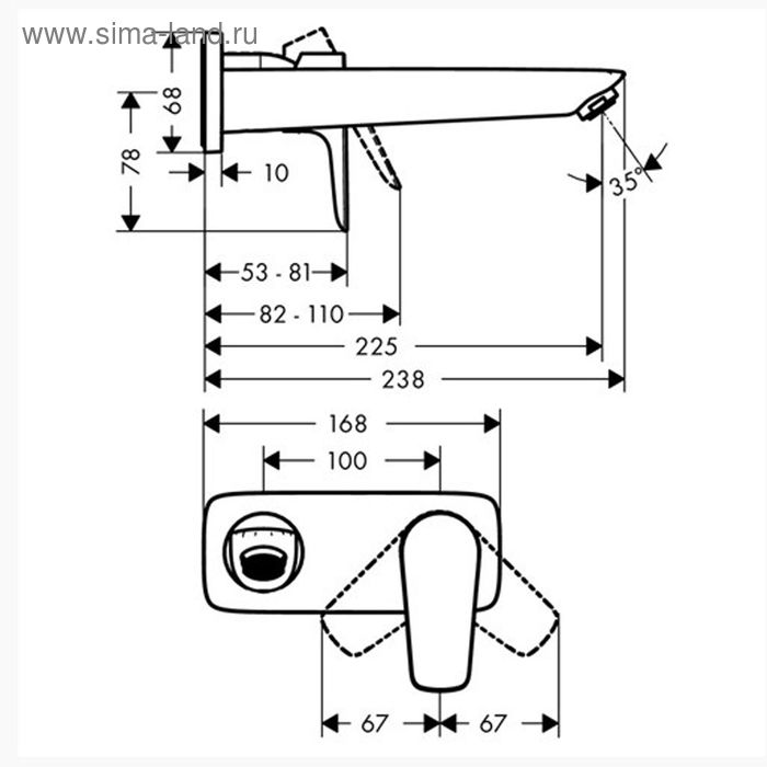 

Смеситель для раковины Hansgrohe Talis E 71734000, настенный (внешняя часть)