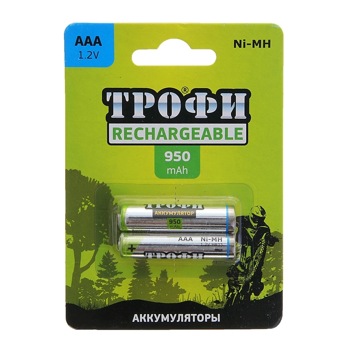 Аккумулятор "Трофи", ААА, HR03-2BL, 950 mAh, блистер, 2 шт.