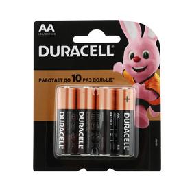 Батарейка алкалиновая Duracell Basic, AA, LR6-4BL, 1.5В, блистер, 4 шт. от Сима-ленд