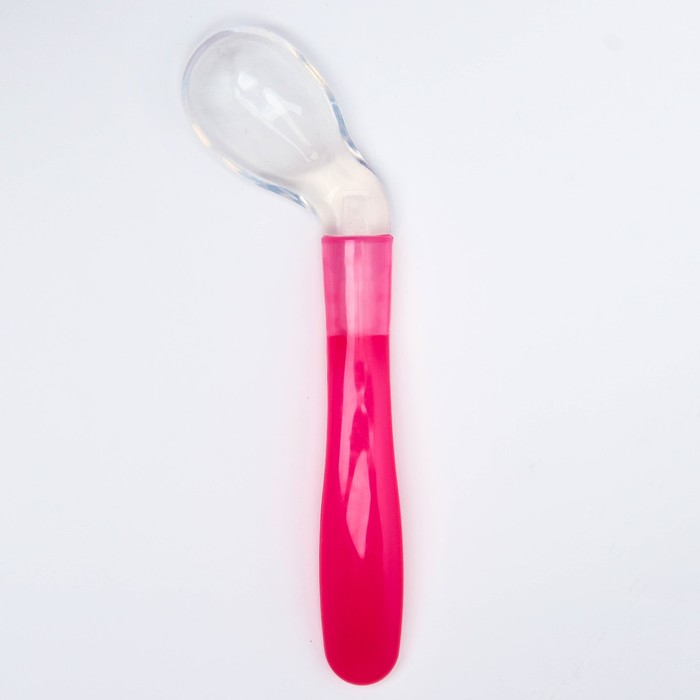 Ложка детская для кормления, силиконовая, от 5 мес., цвет розовый