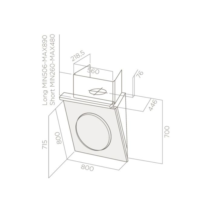 Вытяжка Elica OM Touch Screen BL/F/80, 1 мотор, сенсорное управление, серебристый/черный