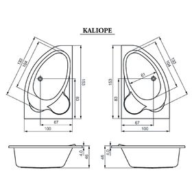 Ванна акриловая Cersanit Kaliope 153x100 см, правая, цвет белый от Сима-ленд