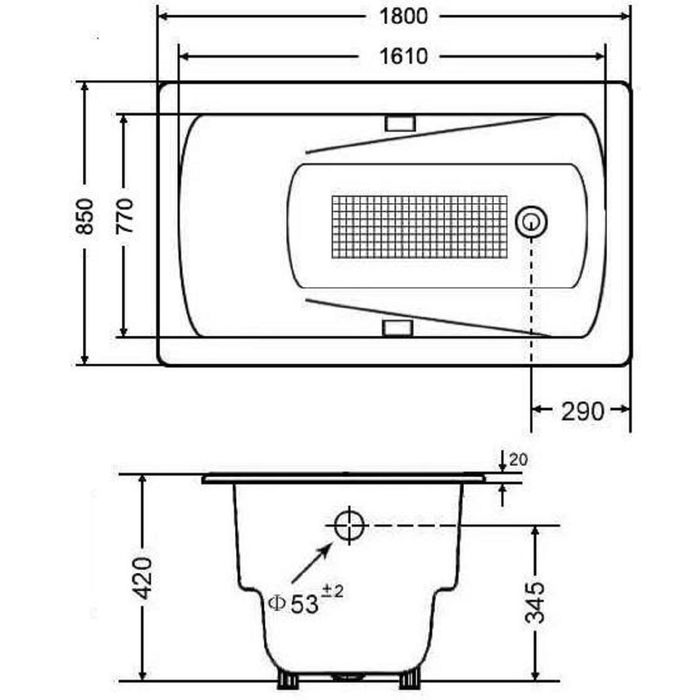 Ванна чугунная Goldman Art, 180 х 85 см, с ножками и ручками
