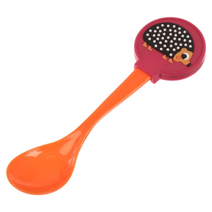 Ложка детская для кормления «Ёжик», пластиковая, с резиновым элементом, от 5 мес.