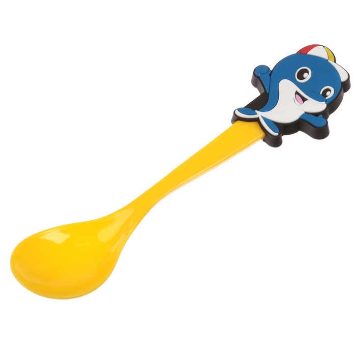 Ложка детская для кормления «Дельфин», пластиковая, с резиновым элементом, от 5 мес.