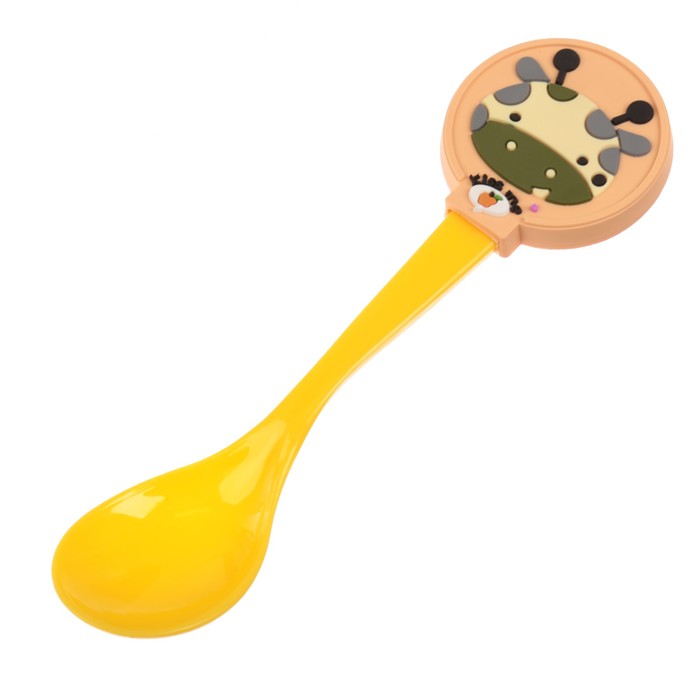 Ложка детская для кормления «Жираф», пластиковая, с резиновым элементом, от 5 мес.