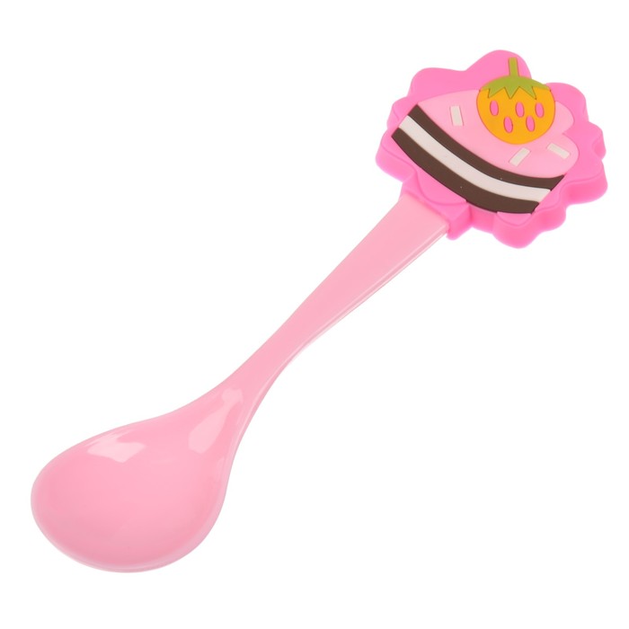 Ложка детская для кормления «Тортик», пластиковая, с резиновым элементом, от 5 мес.