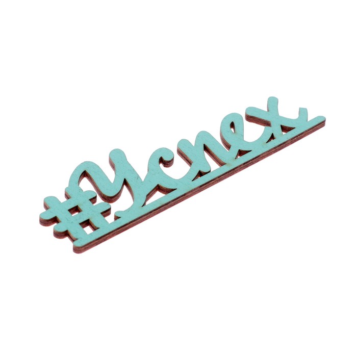 Декоративное слово для творчества из фанеры "#Успех" 13х4 см морской бриз