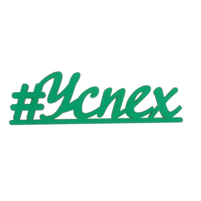 Декоративное слово для творчества из фанеры "#Успех" 13х4 см зеленый