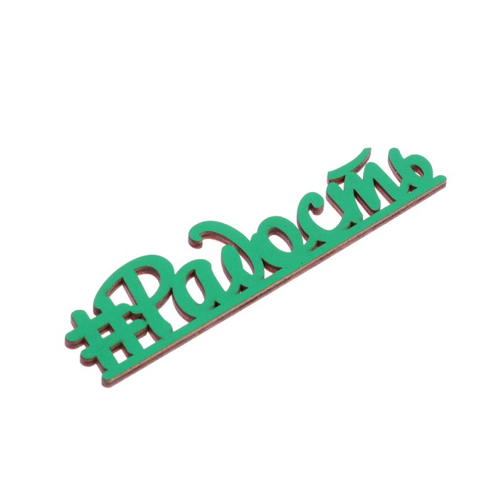 Декоративное слово для творчества из фанеры "#Радость" 16х4 см зеленый