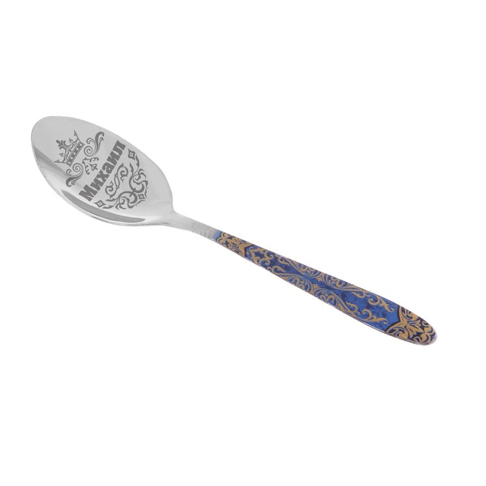 Ложка на открытке с деколью "Михаил"