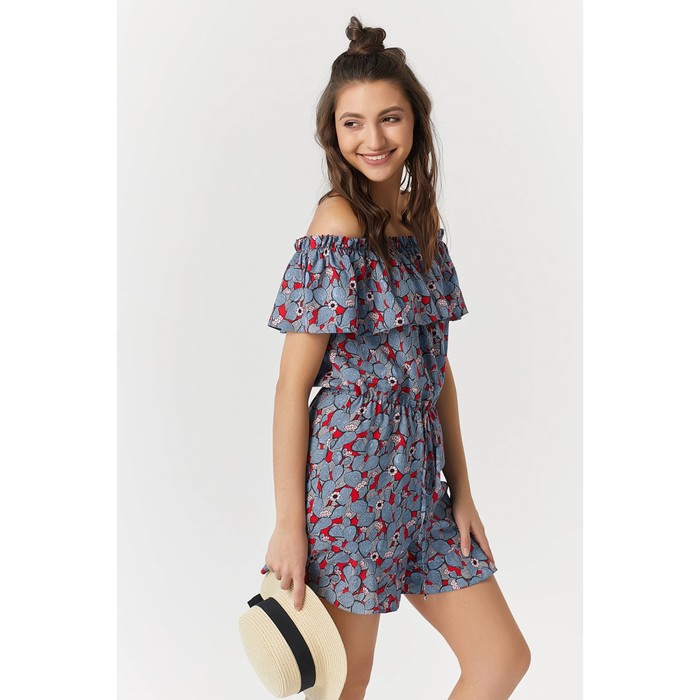 Ромпер женский, размер 46, принт кактусы 830-10