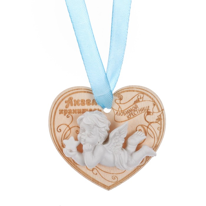 Талисман на деревянной подложке "Любимой крестнице"