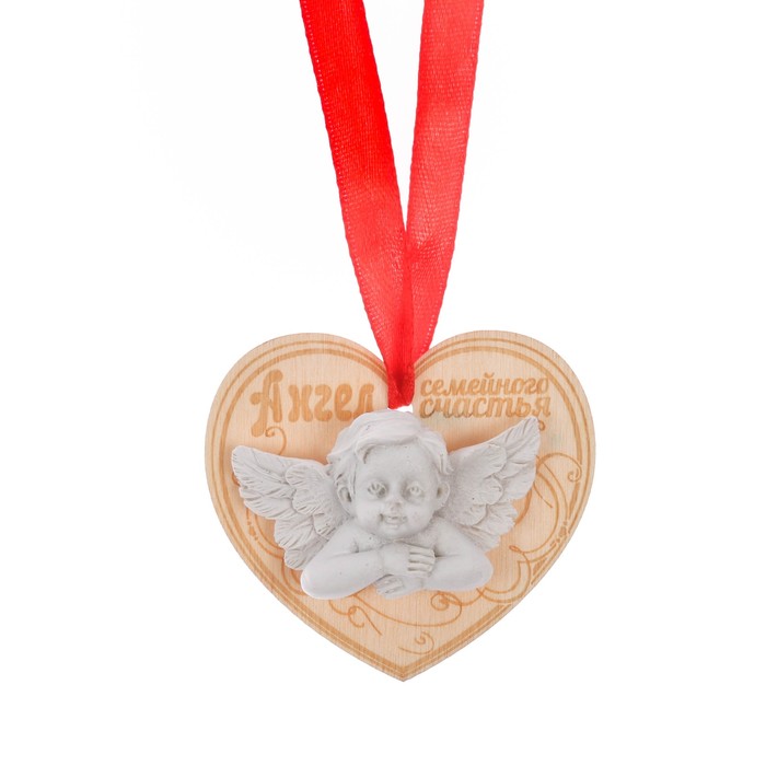 Талисман на деревянной подложке "Ангел на счастье"