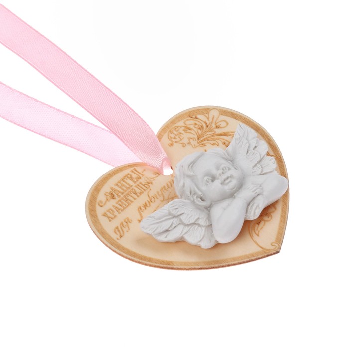 Талисман на деревянной подложке "Ангел-хранитель"