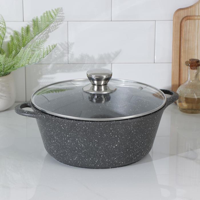 Кастрюля 4 л "Графит", стеклянная крышка