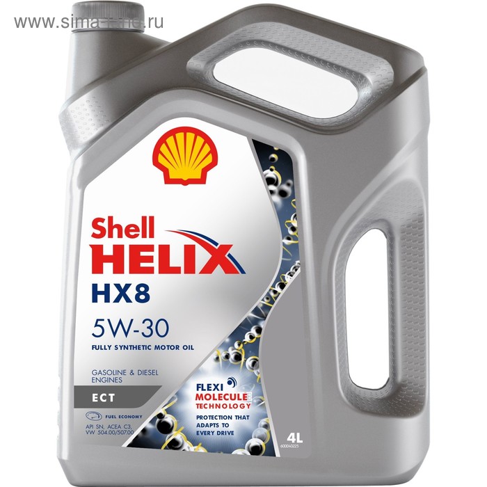 фото Масло моторное shell helix hx8 ect 5w-30, 550048035, 4 л