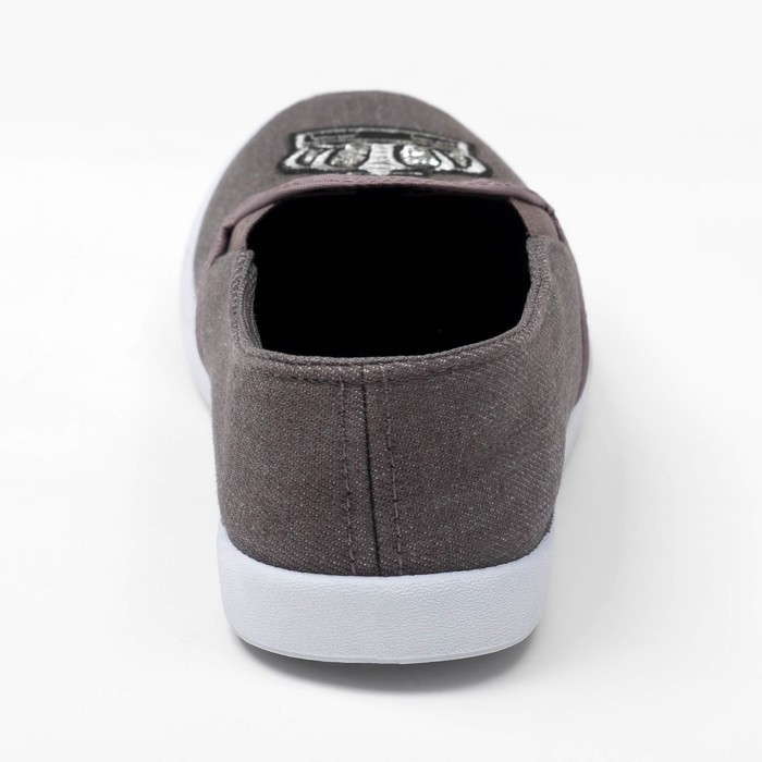 Слипоны "KAFTAN" женские с нашивкой "Корона", серая джинса, 37 р-р