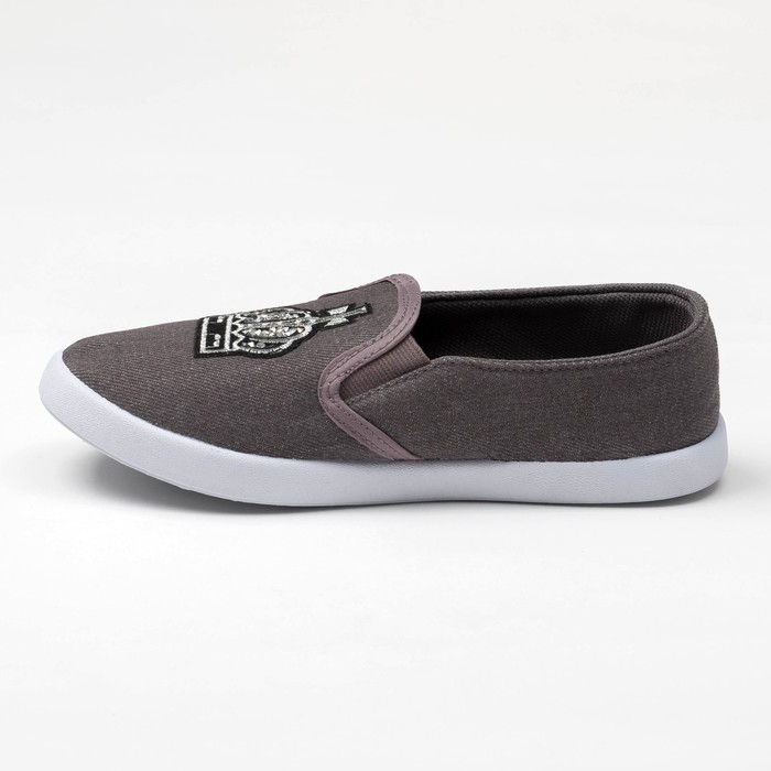 Слипоны "KAFTAN" женские с нашивкой "Корона", серая джинса, 41 р-р