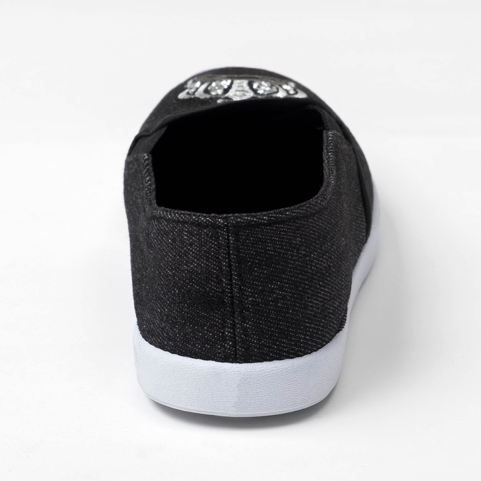 Слипоны "KAFTAN" женские с нашивкой "Корона", черная джинса, 41 р-р