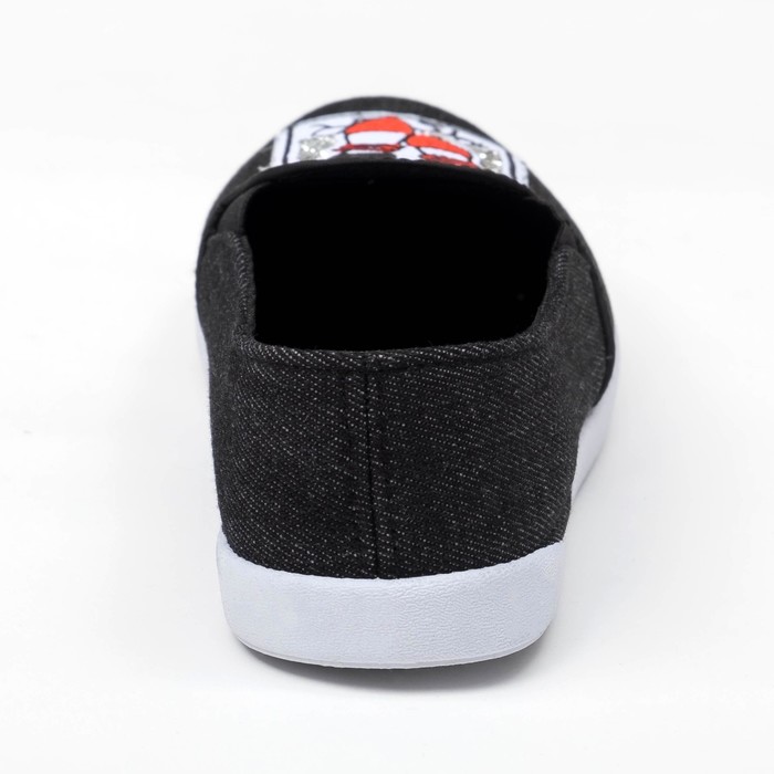 Слипоны "KAFTAN" женские с нашивкой "Туфли", черная джинса, 39 р-р