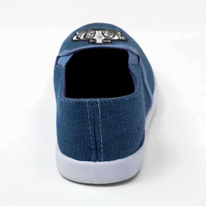 Слипоны "KAFTAN" женские с нашивкой "Корона", синяя джинса, 40 р-р