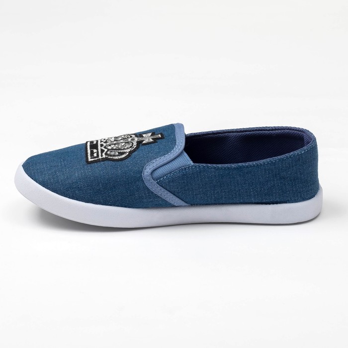 Слипоны "KAFTAN" женские с нашивкой "Корона", синяя джинса, 39 р-р