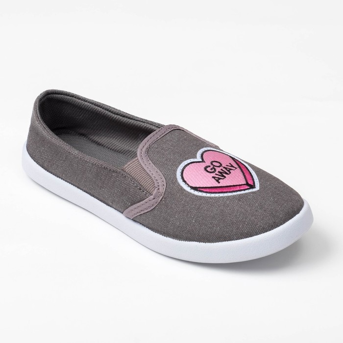 Слипоны "KAFTAN" женские с нашивкой "Сердце", серая джинса, 41 р-р