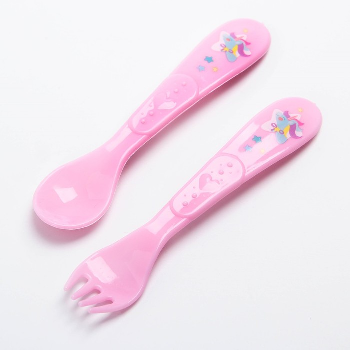 Набор детской посуды «Волшебная пони», 3 предмета: тарелка на присоске 250 мл, ложка, вилка, от 5 мес.