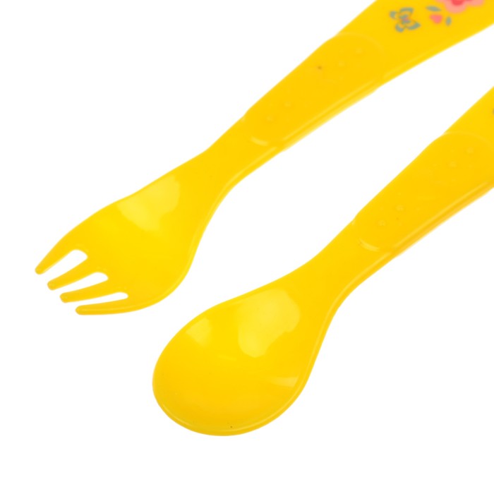 Набор детской посуды «Малышка», 3 предмета: тарелка на присоске 250 мл, ложка, вилка, от 5 мес.