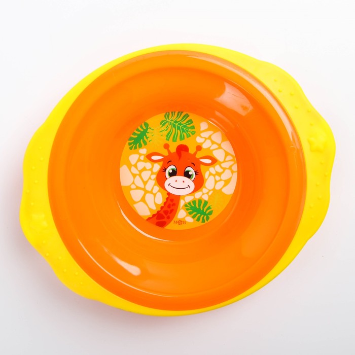 Набор детской посуды «Жирафик Лило», 3 предмета: тарелка на присоске 250 мл, ложка, вилка, от 5 мес.