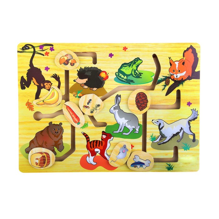 Лабиринт логический "Чем питаются животные"