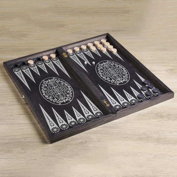 Настольная игра 3 в 1 "Орнамент": нарды, шахматы, шашки (доска дерево 60х60 см)