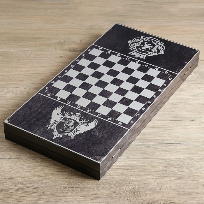 Настольная игра 3 в 1 "Рыцари": нарды, шахматы, шашки, (доска дерево 60х60 см)