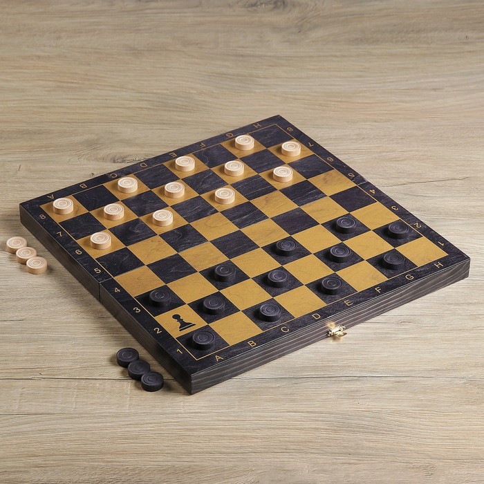Настольная игра 3 в 1 "Черное золото": нарды, шахматы, шашки (доска дерево 40х40 см)