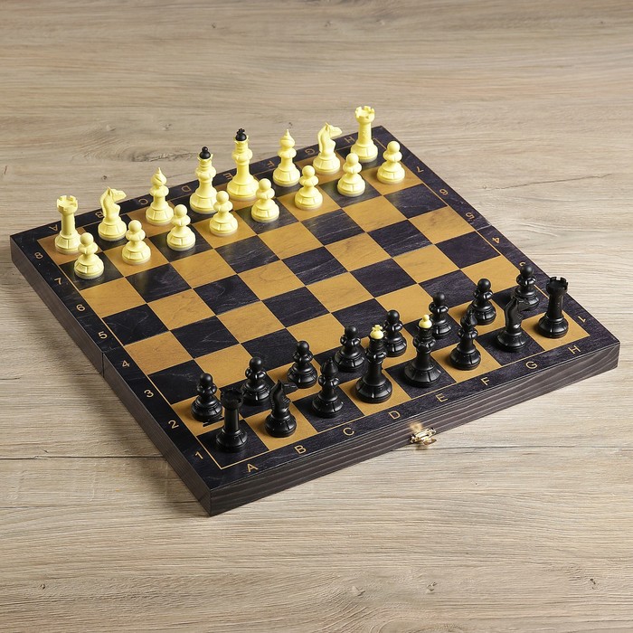 Настольная игра 3 в 1 "Черное золото": нарды, шахматы, шашки (доска дерево 40х40 см)