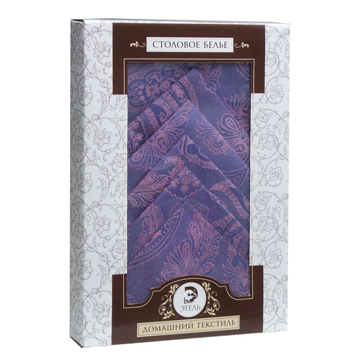 Набор столовый "Этель" Огурцы, цв. фиалка (скатерть 135х280, салф. 40х40 - 10 шт.), хл с ВМГО