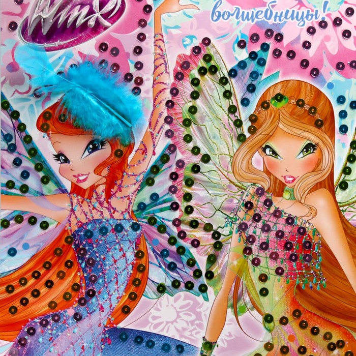 Аппликация пайетками "Милые волшебницы!" феи ВИНКС: Блум и Флора + 4 цвета пайеток