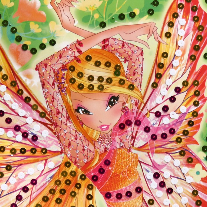 Аппликация пайетками "Самая стильная" феи ВИНКС: Стелла + 4 цвета пайеток