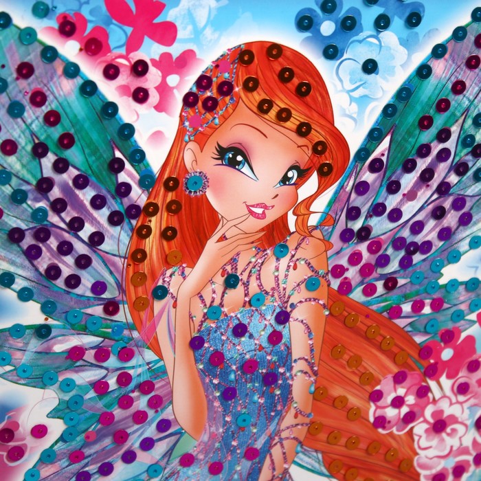 Аппликация пайетками "Самая красивая" феи ВИНКС: Блум + 4 цвета пайеток