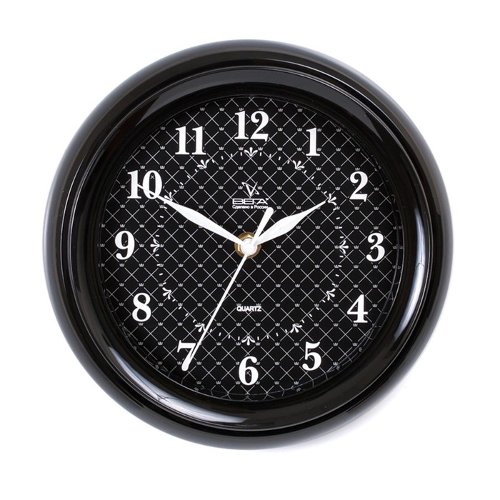 Часы настенные круглые "Сетка и короны", чёрные