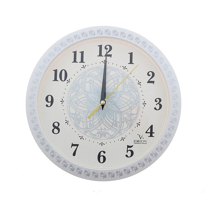 Часы настенные круглые "Узоры", d=29 см, плавный ход, белые