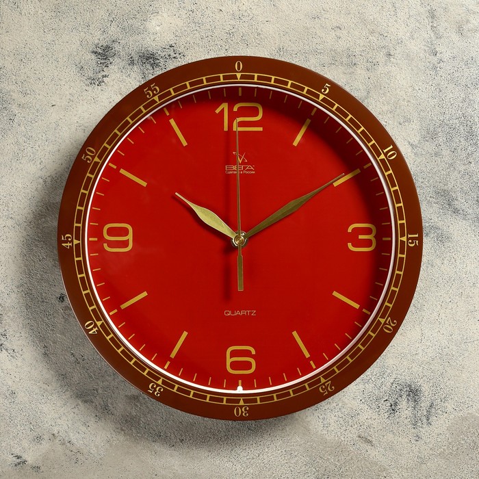 Часы настенные круглые "Винные", бордовые