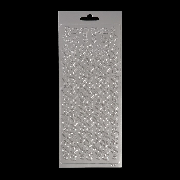 Контурные стикеры "Линии из сердец" серебряные (SCB 1500241)